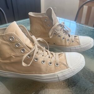 Converse Parchment Sneakers  Shiny Gold High Top All Star Shoes.Womens 10